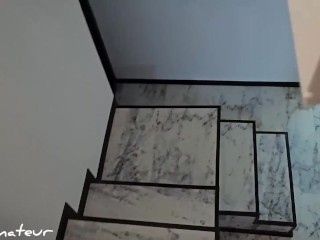 After shower Stepmom open legs for Stepson cock